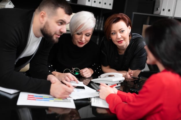 A group of financial professionals discussing lease accounting at a conference, highlighting the importance of expertise and collaboration.