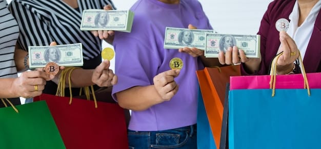 A close-up of diverse consumers shopping, with dollar bills subtly visible in the background, representing the impact of consumer spending on GDP growth.