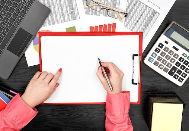 A person reviewing documents at a desk with a calculator and pen, symbolizing the process of checking eligibility criteria.
