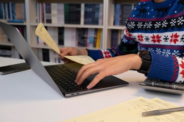 Close-up shot of a student filling out the FAFSA form on a laptop at a library desk, highlighting sections related to income and assets, with soft focus on books and study materials in the background.