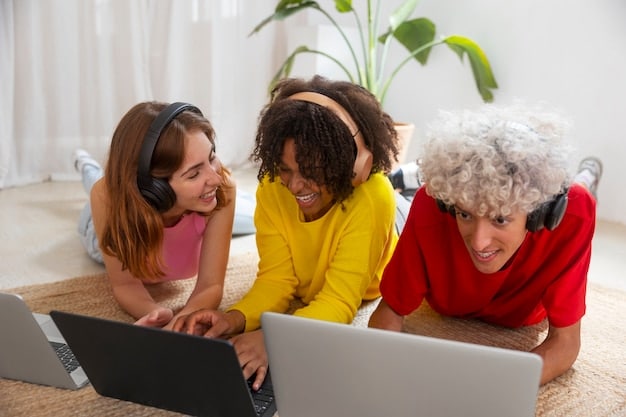 A diverse group of students participating in an online class using various devices, highlighting the inclusivity and accessibility of online education.