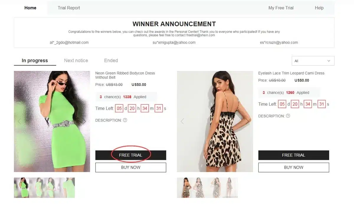 Shein Product Trials