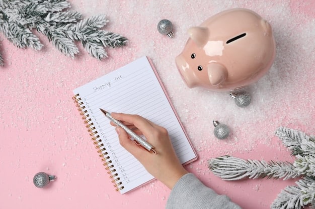 A hand putting coins into a piggy bank, with a notebook and pen beside it, symbolizing a methodical saving plan.