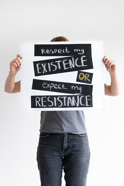 A person holding a document with the word 