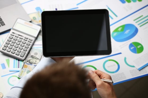 A person analyzing financial charts and graphs on a tablet, with a calculator and notebook on the desk, symbolizing financial planning and investment strategy in response to economic growth.