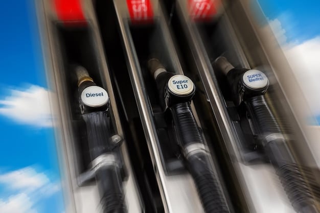A close-up of a fuel pump nozzle filling a car's gas tank, emphasizing the rising cost per liter and its impact on consumers.