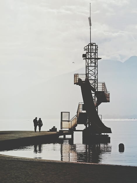 A time-lapse video capturing the construction of an offshore oil platform, showing the stages from the initial structure to the final operational setup.