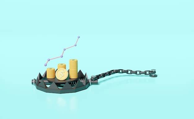 A graph showing debt reduction over time, with a clear downward trend. The graph is accompanied by illustrations of coins stacking up, symbolizing savings growth.