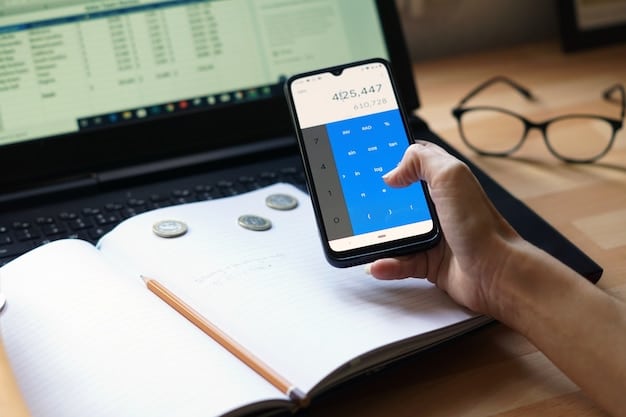 A screenshot of the Mobills app interface on a smartphone, showcasing budget categories and expense tracking features. There are charts displaying spending habits and financial goals set.