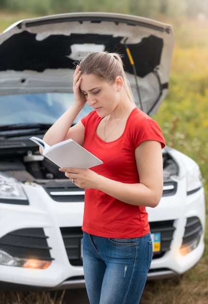 A person looking stressed while holding medical bills in one hand and a car repair invoice in the other, with an empty wallet shown next to them, highlighting the financial strain of unexpected expenses.