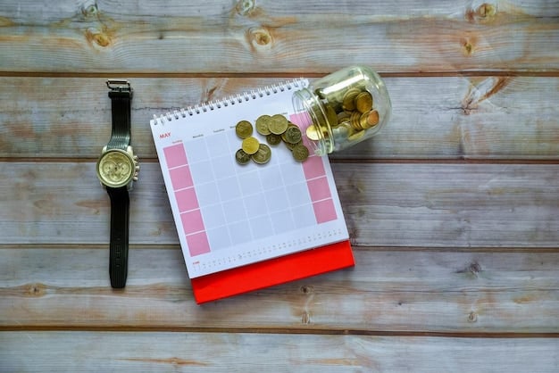 A calendar marked with bill payment reminders next to a jar labeled 'Savings', symbolizing consistent financial planning.