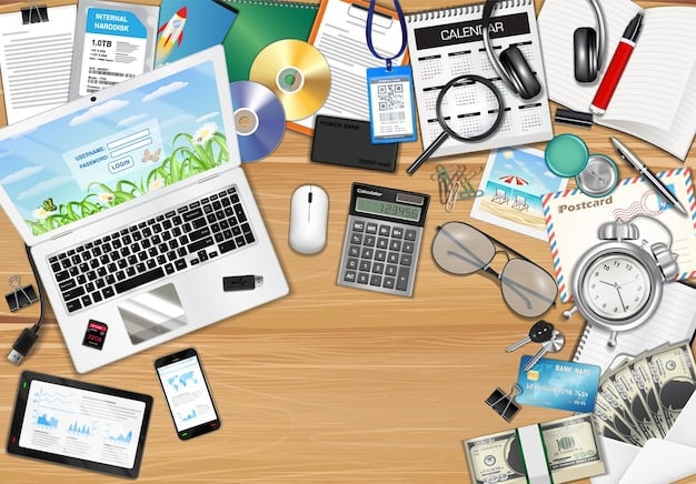 A cluttered desk with multiple financial documents, a calculator, and a laptop displaying the IRS website, illustrating the process of tax preparation and organization.