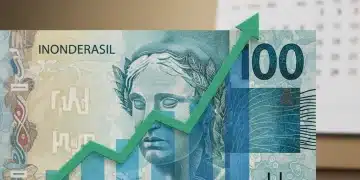 Notas de real com gráfico financeiro de alta e calendário 2026, simbolizando investimentos seguros e rentáveis no Brasil.