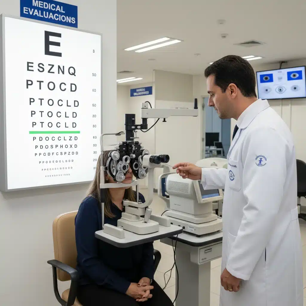Exame de vista para CNH, parte essencial do processo de habilitação e renovação, com foco na acuidade visual e saúde ocular.