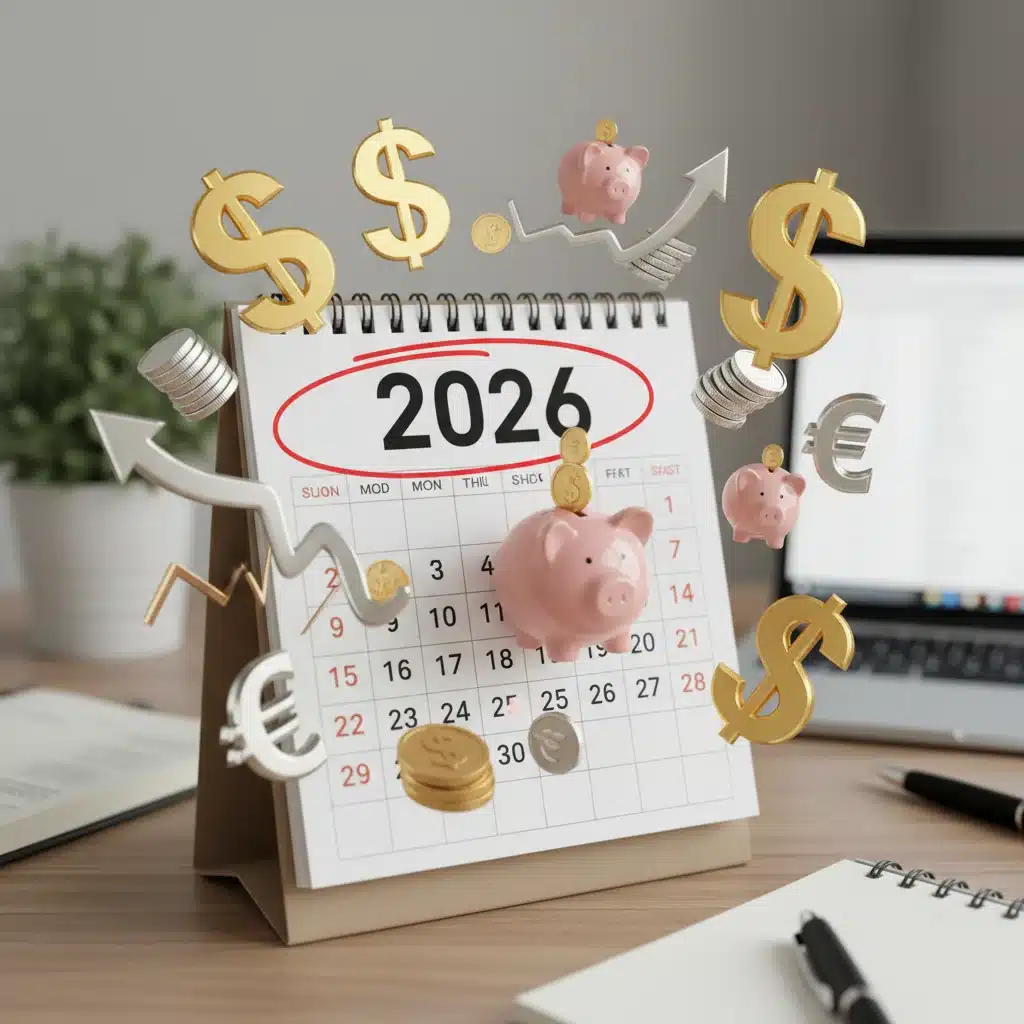 Calendar with 2026 highlighted for financial planning.