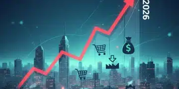 2026 Inflation Outlook: Preparing Your Business for a Projected 4% Rate Inflation graph showing a 4% projection for 2026, impacting businesses in a cityscape.