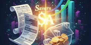 2026 Tax Credits for Savers: Maximize Your Financial Impact Illustration of financial symbols and tax forms for 2026 tax credits for savers.