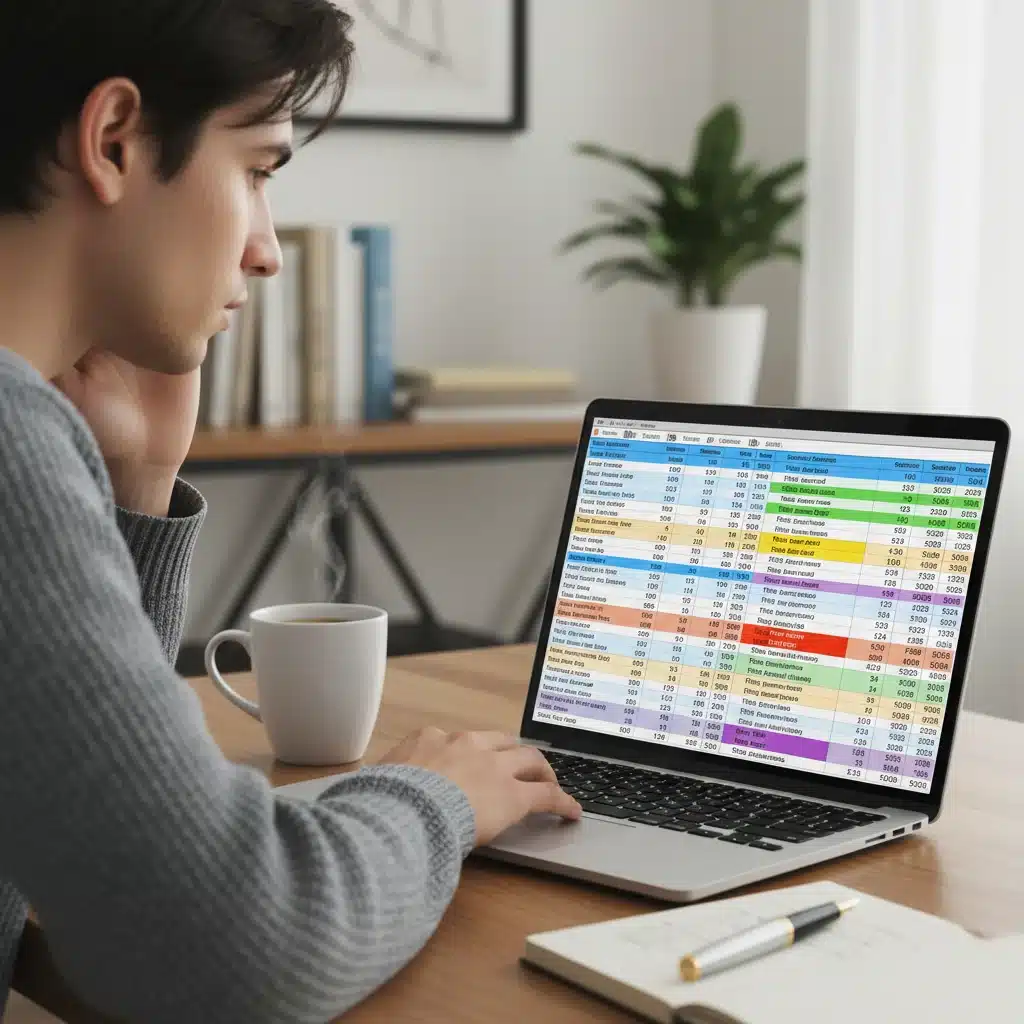 Detailed budget spreadsheet on laptop for expense tracking