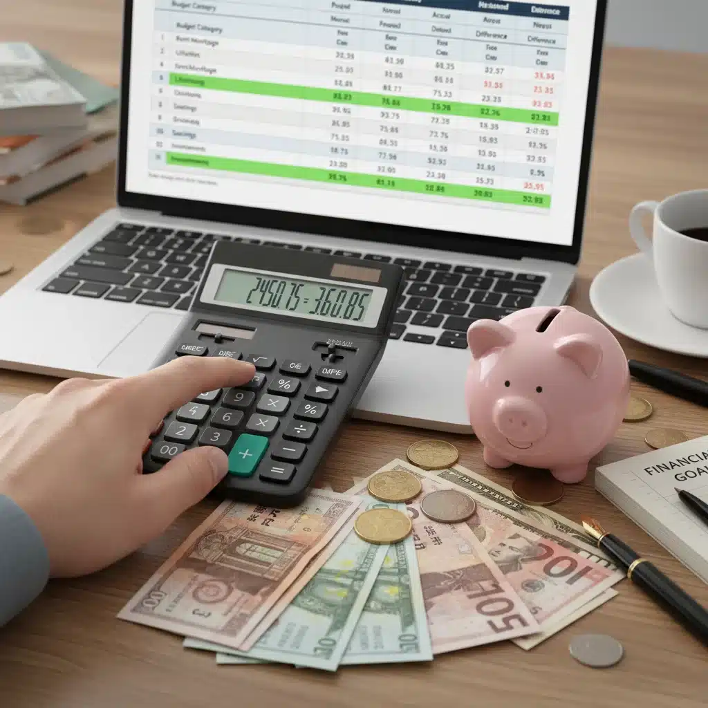 Calculating budget and financial planning on a laptop