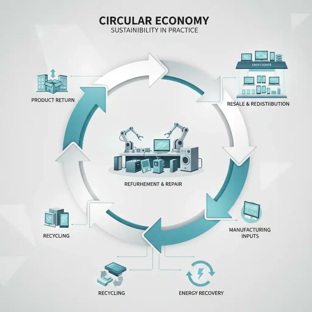 Diagram illustrating the circular economy model for retail sustainability.