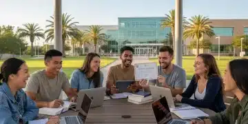 College students studying together, representing academic achievement and financial aid success.