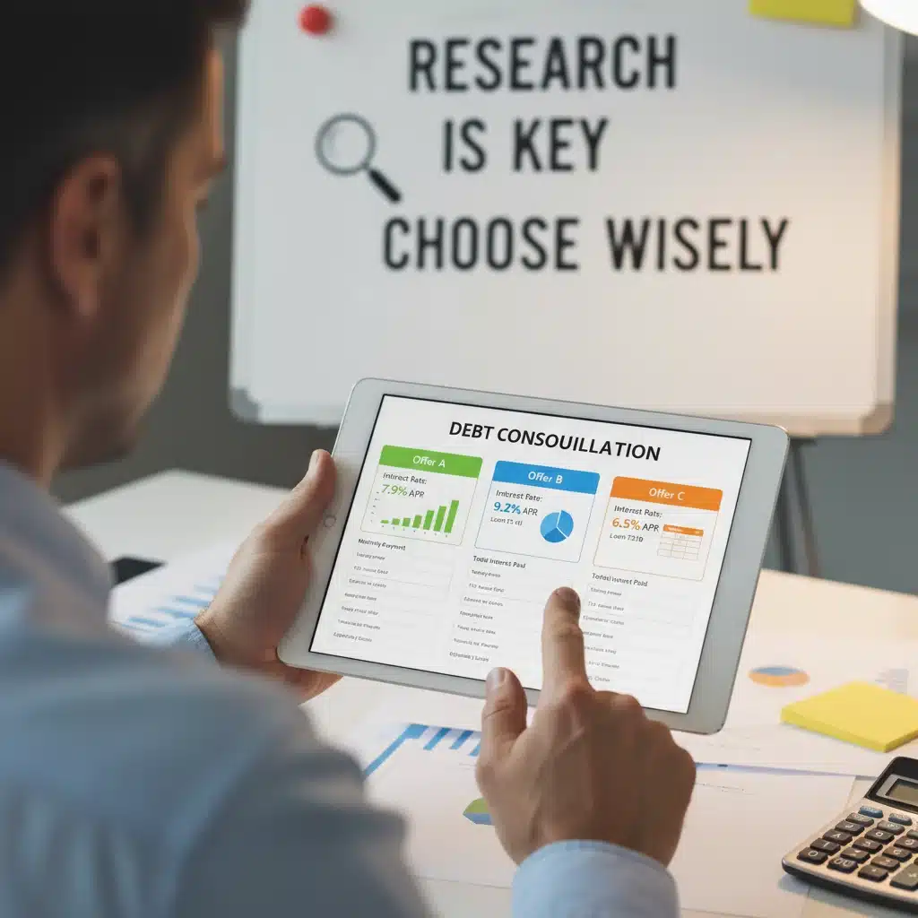 Comparing debt consolidation loan offers on a tablet