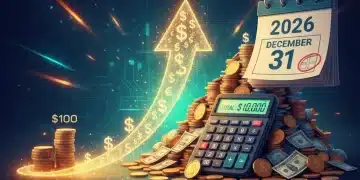 Illustration of money growing exponentially through compound interest over five years, reaching $10,000.