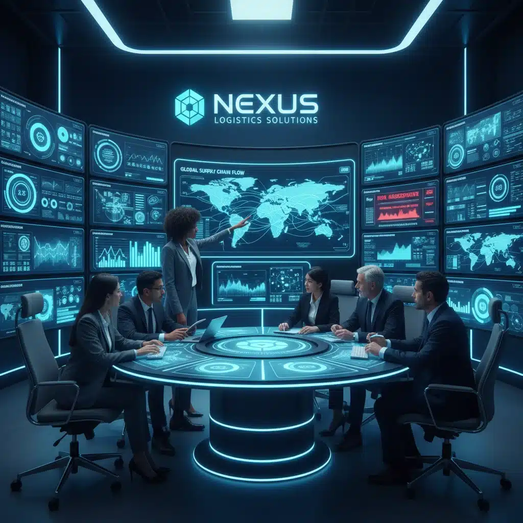 Supply chain professionals monitoring real-time data for proactive risk management.