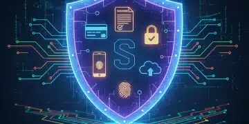 Digital shield protecting personal financial data from cyber threats