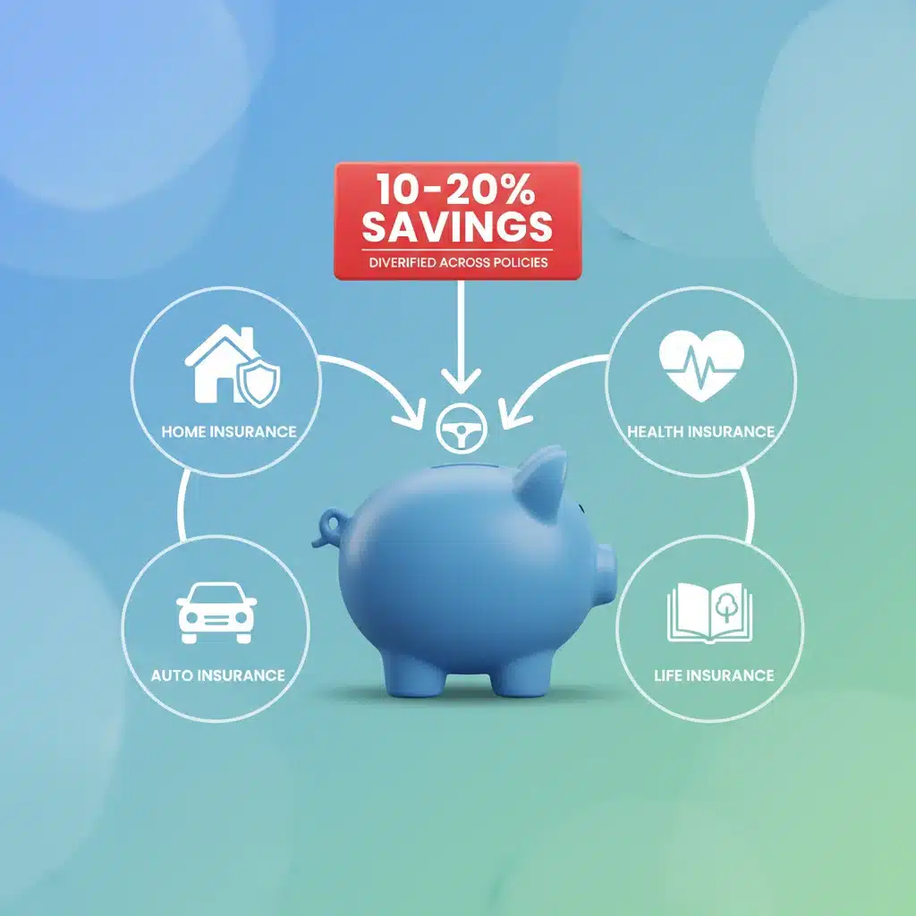 Diverse insurance policies leading to significant savings.