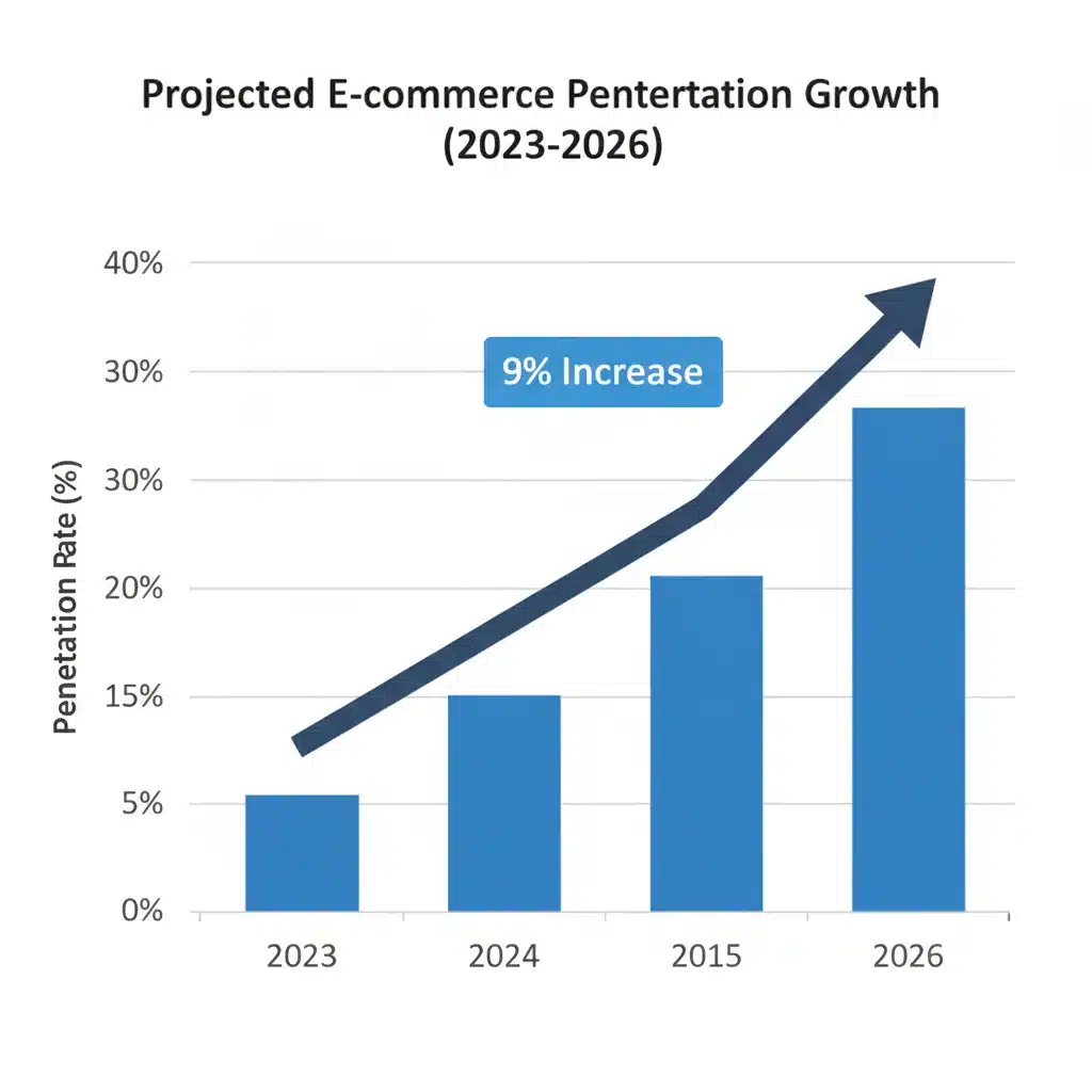 E-commerce penetration growth chart to 2026.