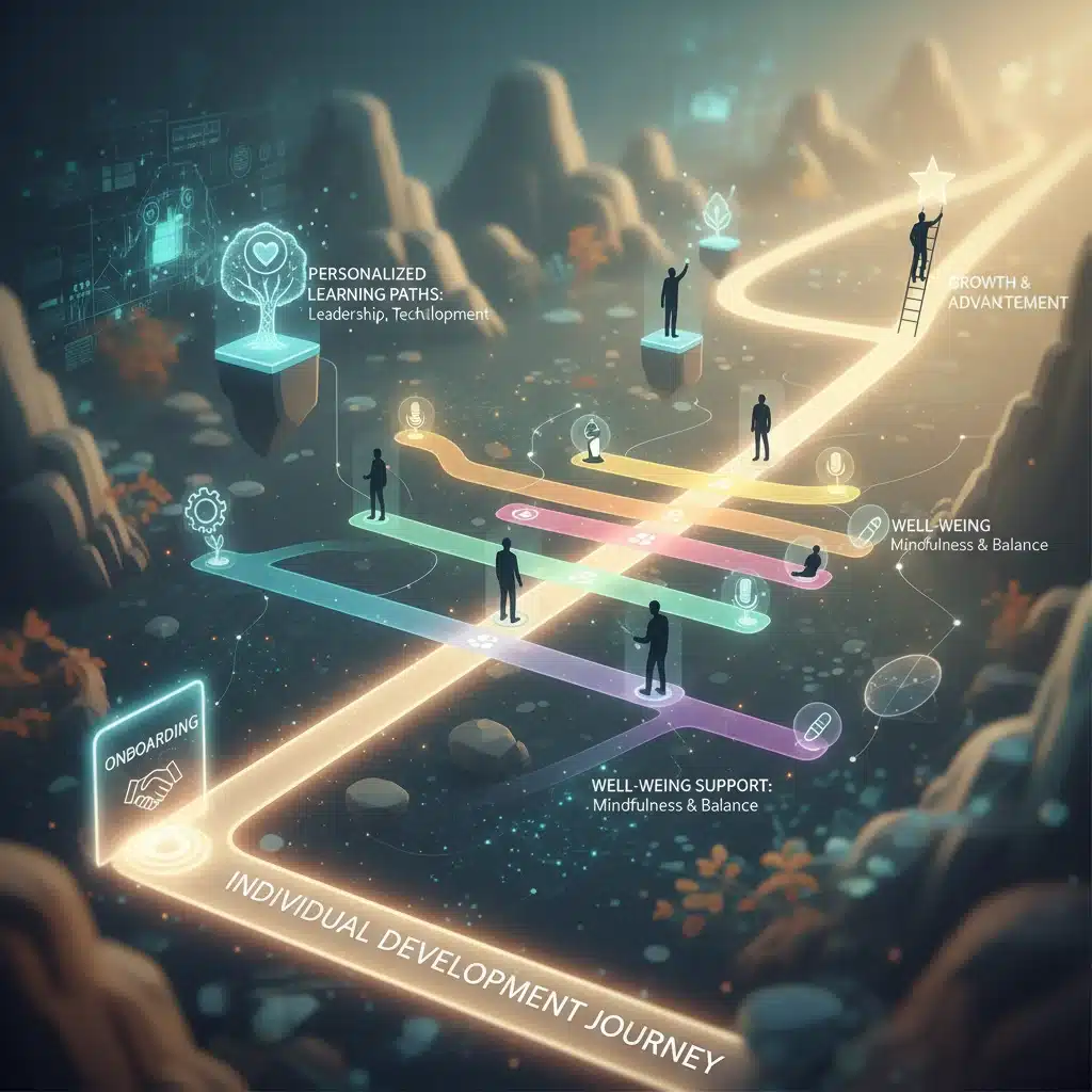 Employee journey with personalized growth and well-being support