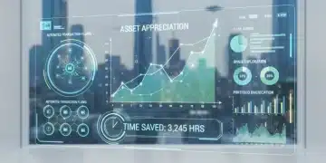 Digital dashboard with financial data and automation symbols, representing efficient money management for 2026.
