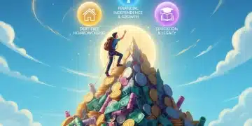 Person climbing a money mountain towards 2026 financial goals