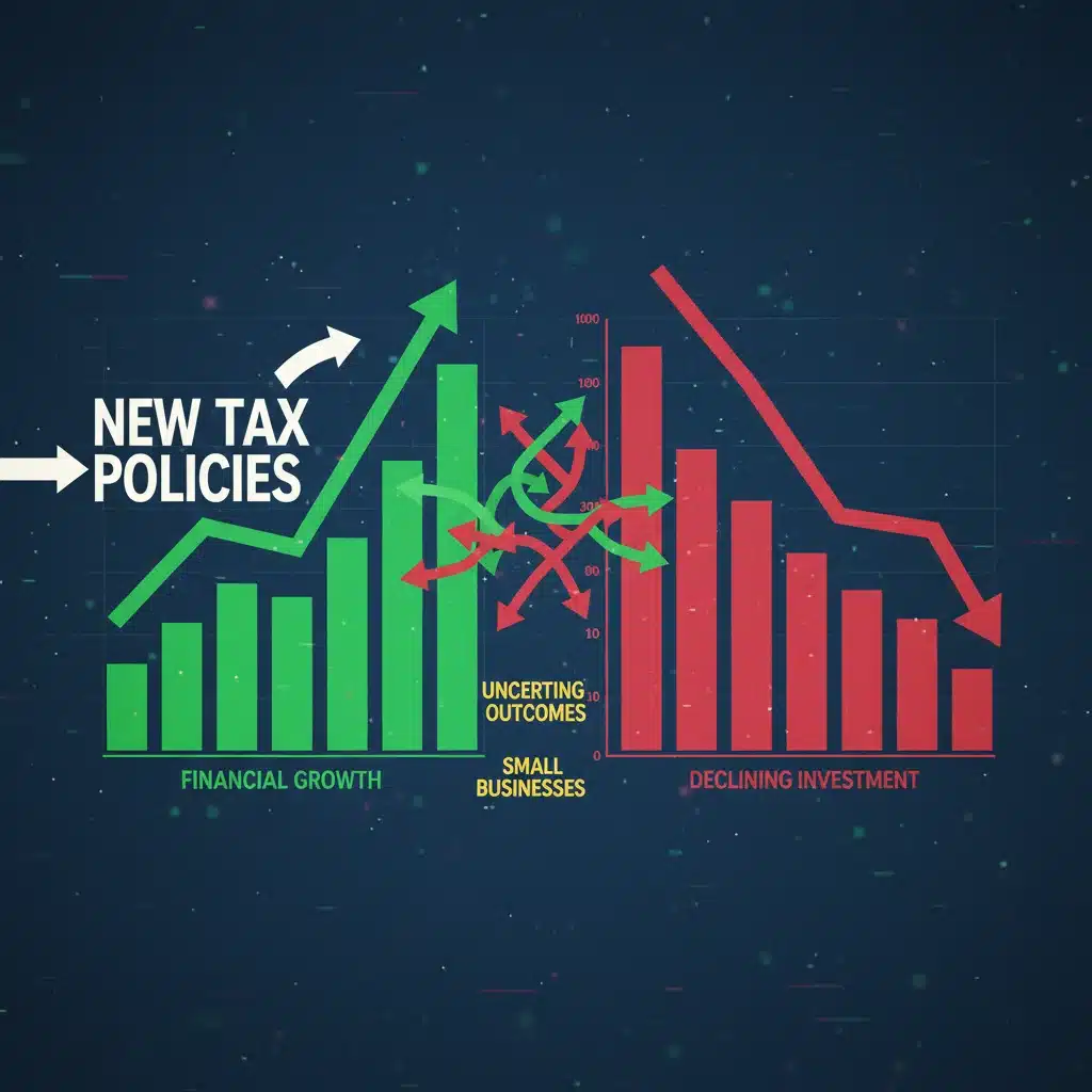 Financial charts showing potential impact of new tax laws on small business investments