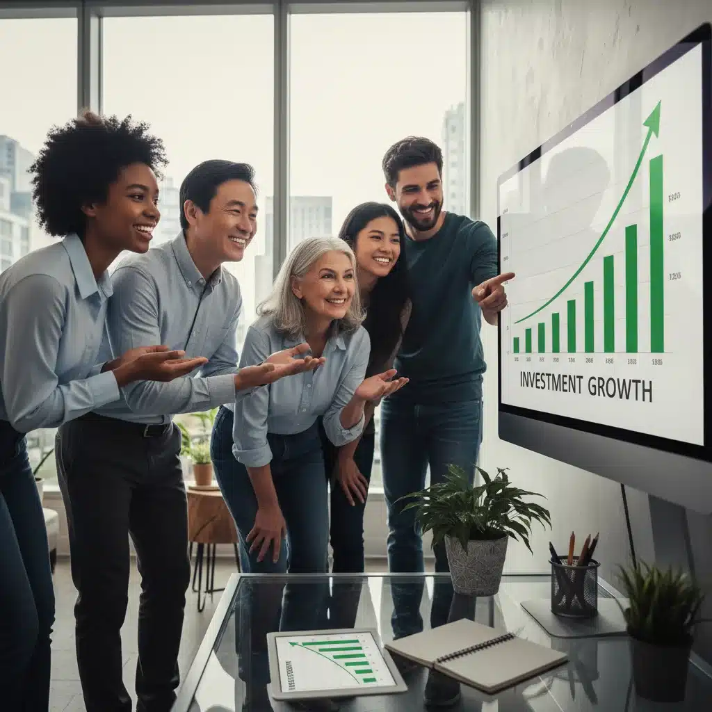 Diverse individuals confidently planning their financial future with long-term investment strategies.