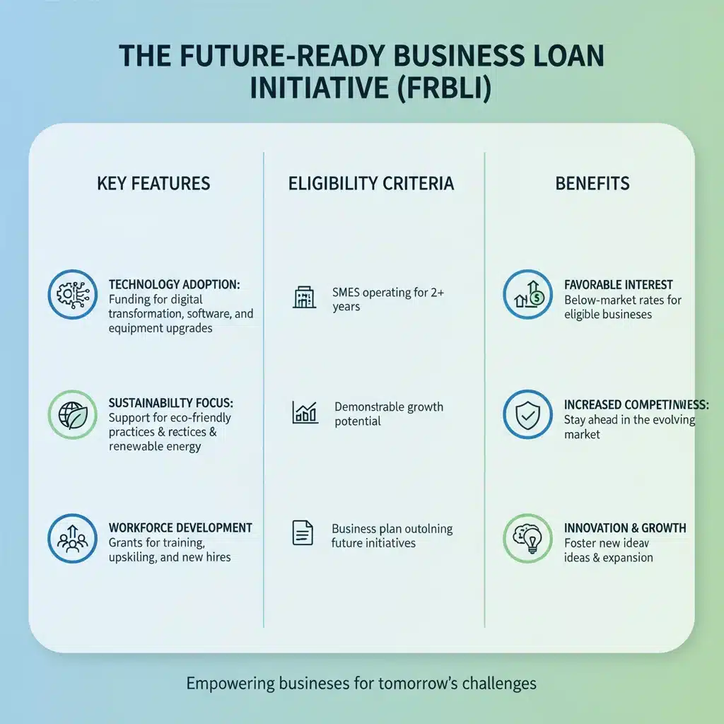 Infographic detailing the Future-Ready Business Loan Initiative benefits