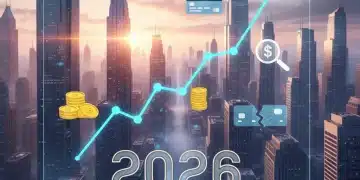 Futuristic credit score graph showing an upward trend for 2026, symbolizing financial improvement