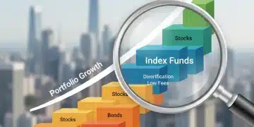 Optimized investment portfolio chart with index funds highlighted for long-term growth