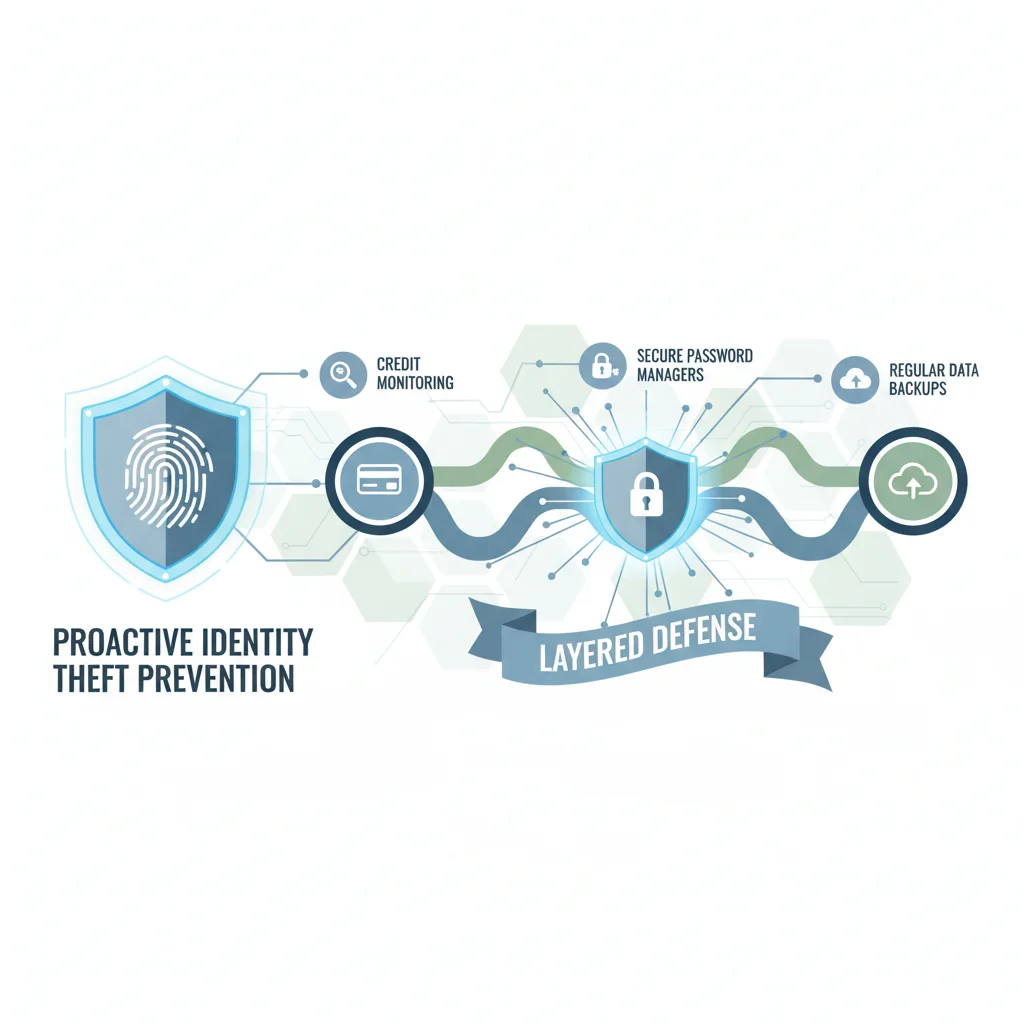 Infographic depicting a comprehensive strategy for proactive identity theft prevention