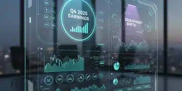 Financial dashboard showing Q4 2025 earnings data and market shift predictions for 2026