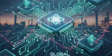 Futuristic circuit board representing semiconductor industry challenges and financial market impact