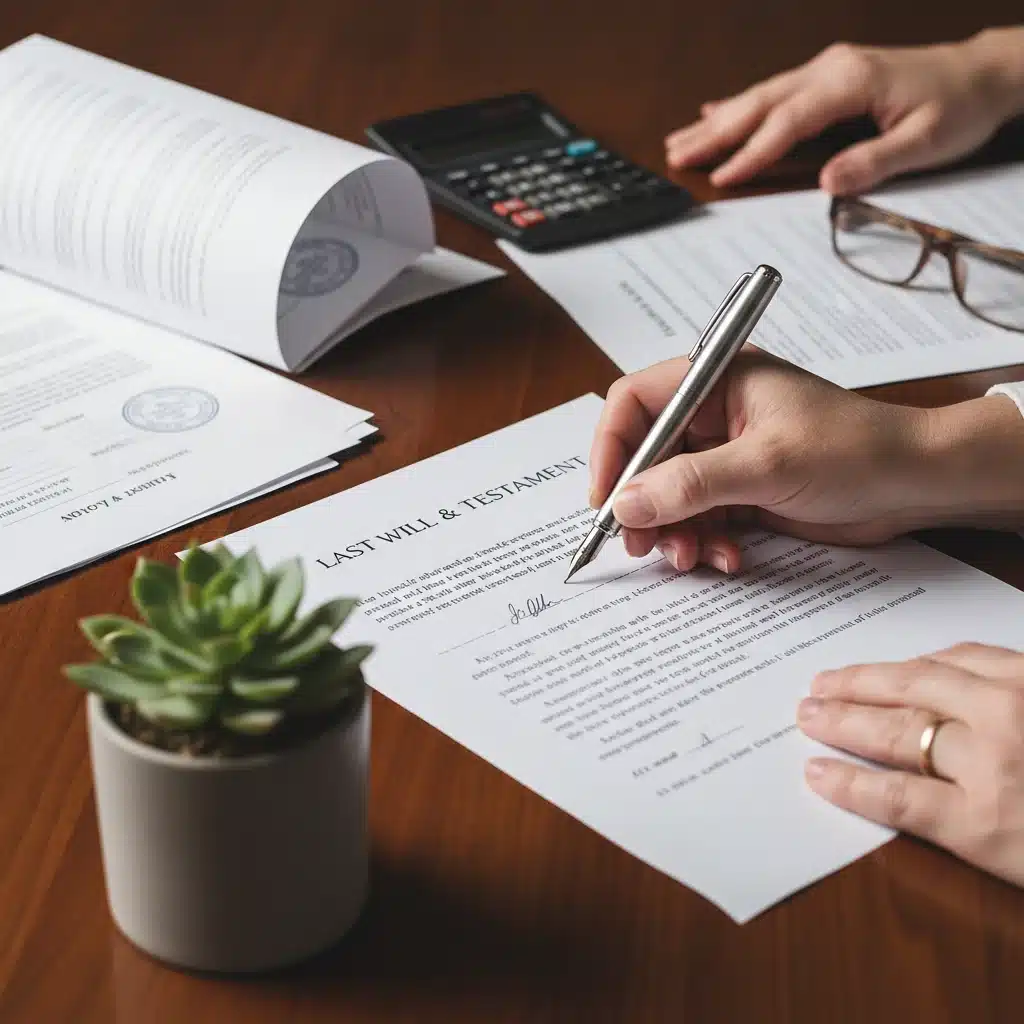 Signing legal documents for estate planning with a pen, representing formalizing a will or trust.