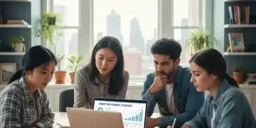 Mastering Student Loan Repayment: Strategies for 2026 and Beyond Young adults analyzing financial data for student loan repayment strategies