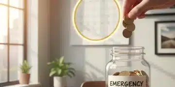 Person saving money in an emergency fund jar with a 2026 calendar.