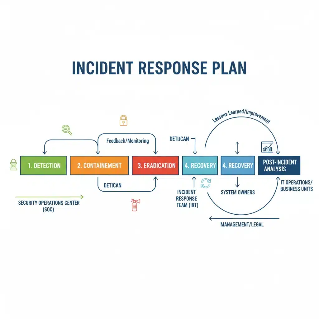 Flowchart of a comprehensive cybersecurity incident response plan