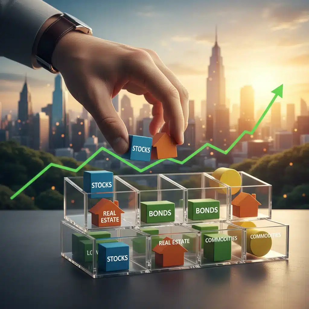 Hand diversifying investment assets into multiple compartments for stability