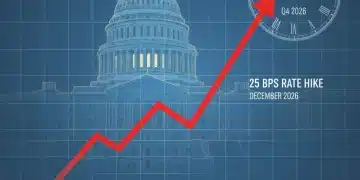 Financial graph showing subtle interest rate shift in Q4 2026 US market