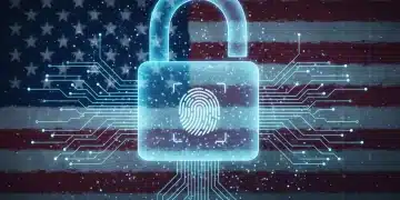 Digital padlock protecting US business data against cyber threats in 2026